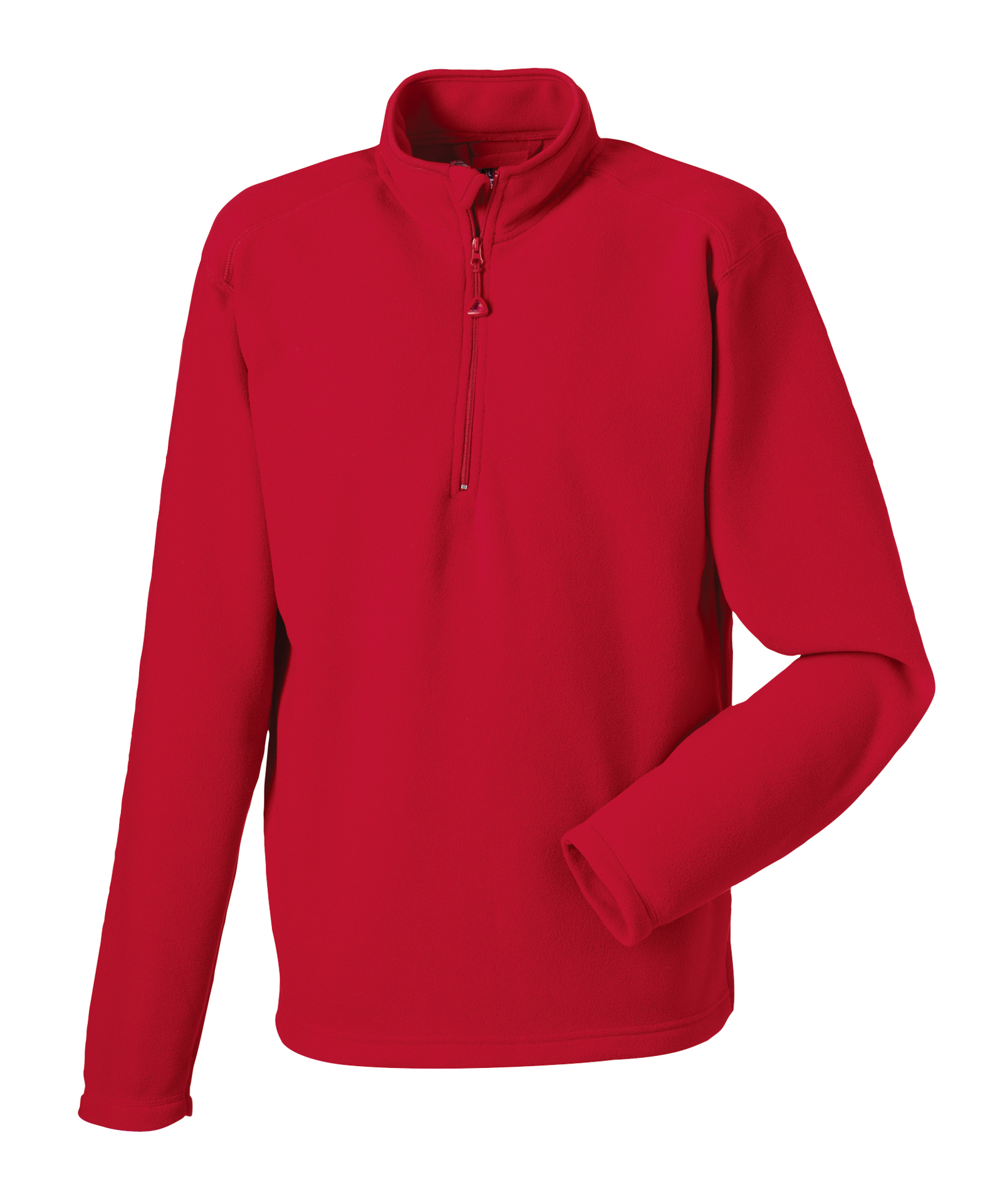 1/4 zip microfleece in red with cadet collar and zip protector