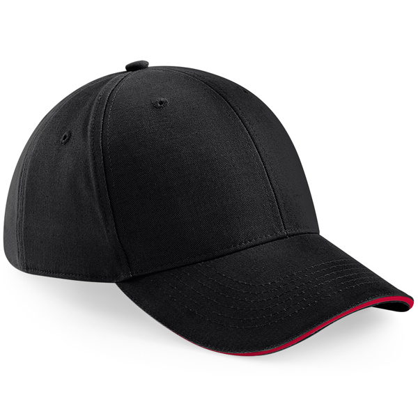 Athleisure 6 Panel Cap in black with red trim