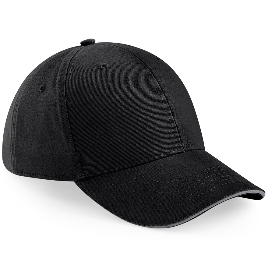 Athleisure 6 Panel Cap in black with grey trim