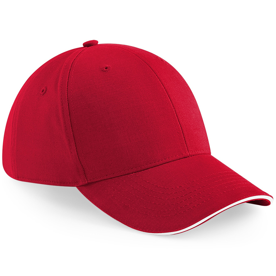 Athleisure 6 Panel Cap in red with white trim