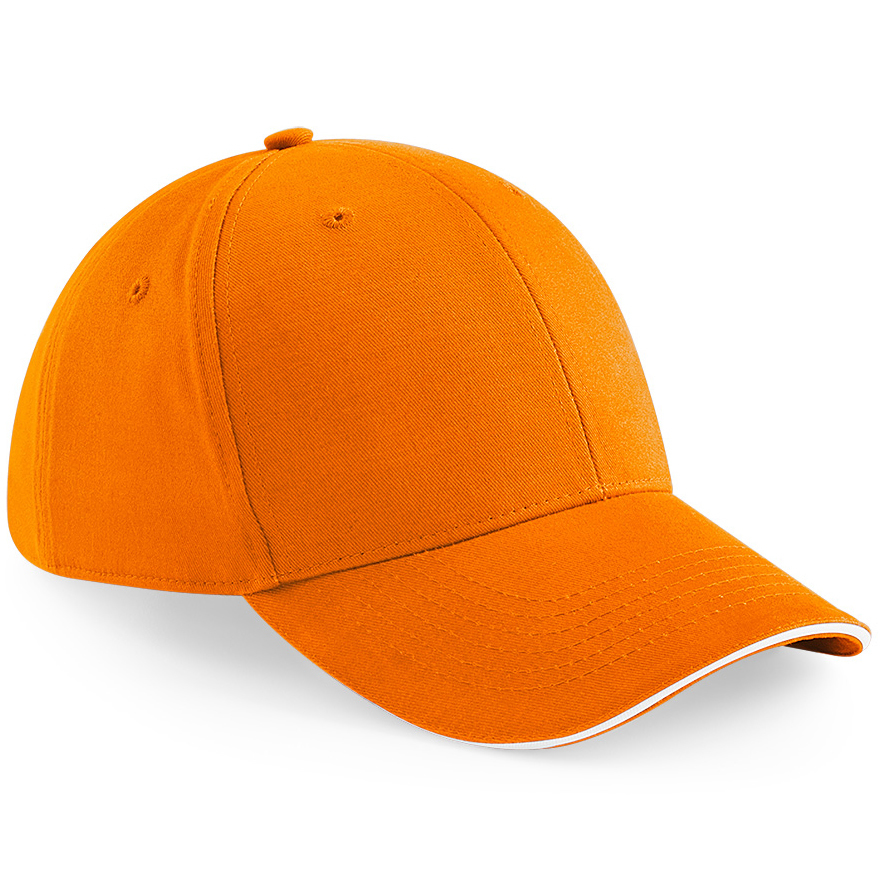 Athleisure 6 Panel Cap in orange with white trim