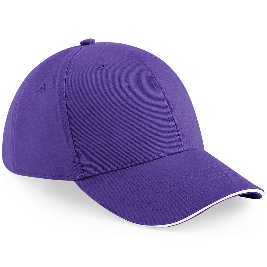 Athleisure 6 Panel Cap in purple with white trim