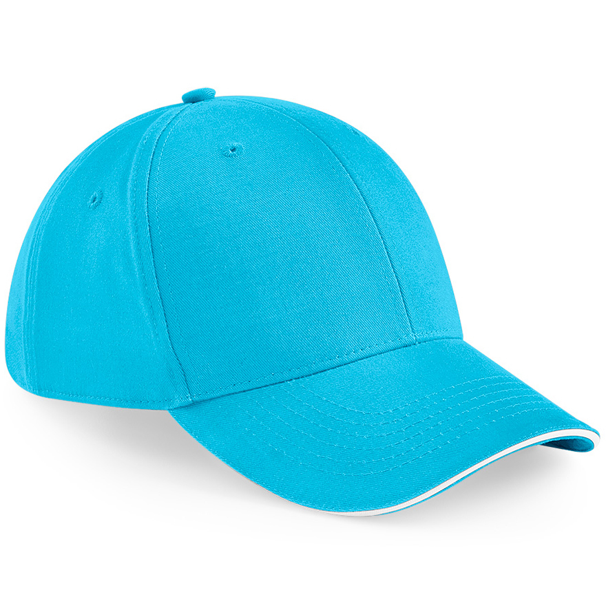 Athleisure 6 Panel Cap in cyan with white trim