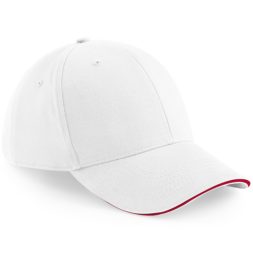 Athleisure 6 Panel Cap in white with red trim