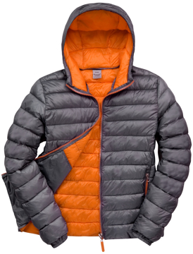 Men's Snow Bird Hooded Jacket in grey with orange lining