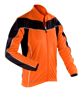 Women's Spiro Long Sleeve Performance Top in orange with black panels and reflective trim