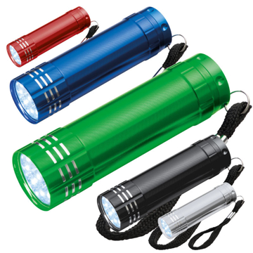 9 LED metal torch Montargis in variety of colours