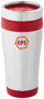 Elwood Travel Tumbler in silver and red with 2 colour print logo