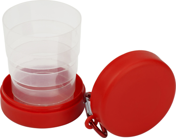 Folding Drink Cup in red with cup open