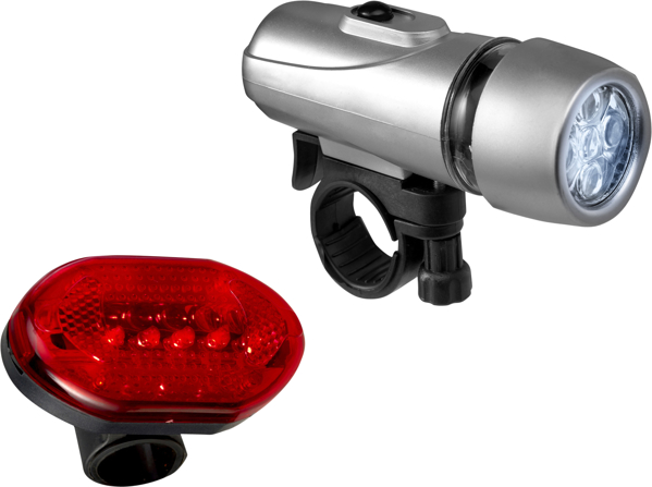 Front and Rear Bicycle Lights in silver and red