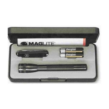 Maglite Solitaire & Victorinox classic/SD set in case in black