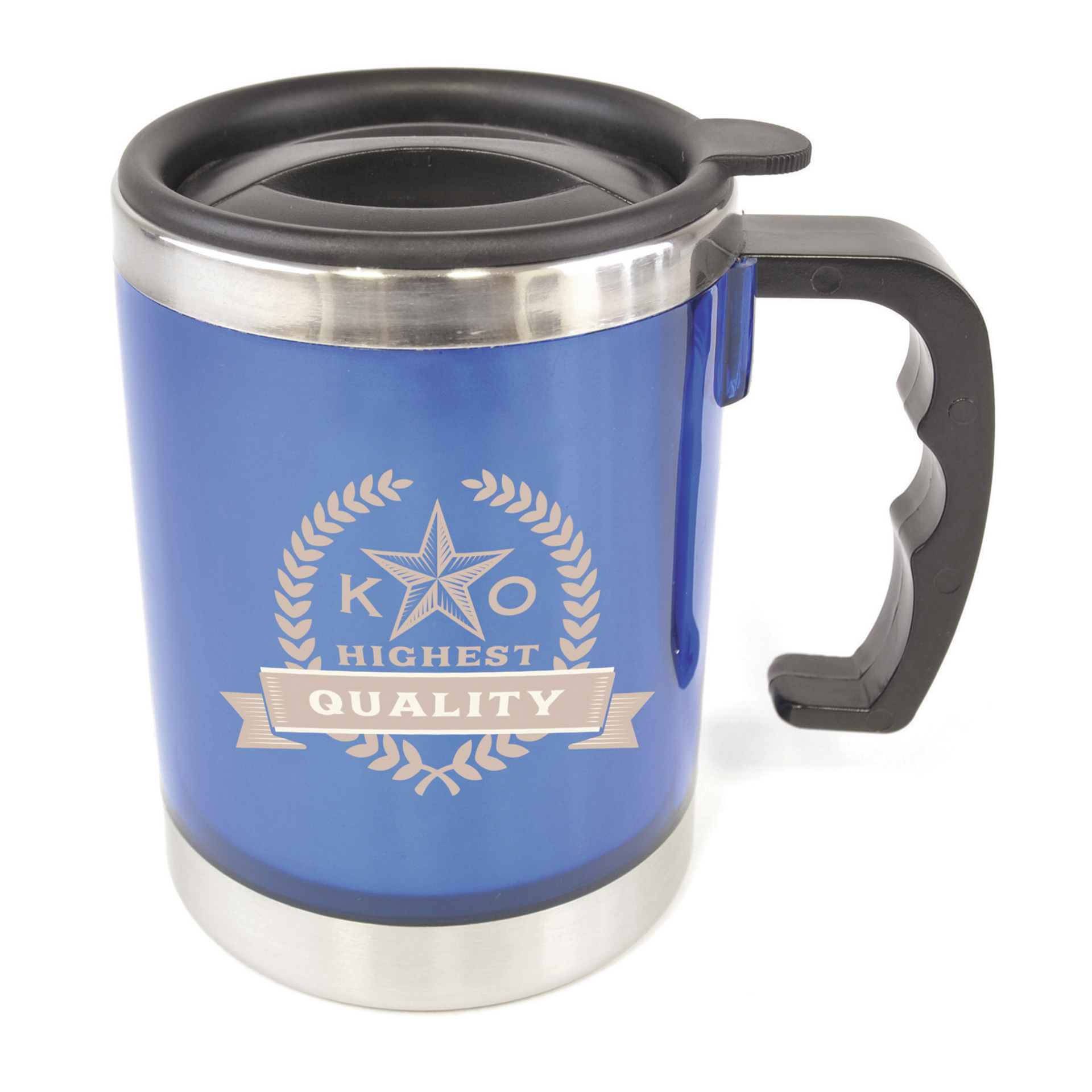Matisse Travel Mug in blue with 2 colour print logo