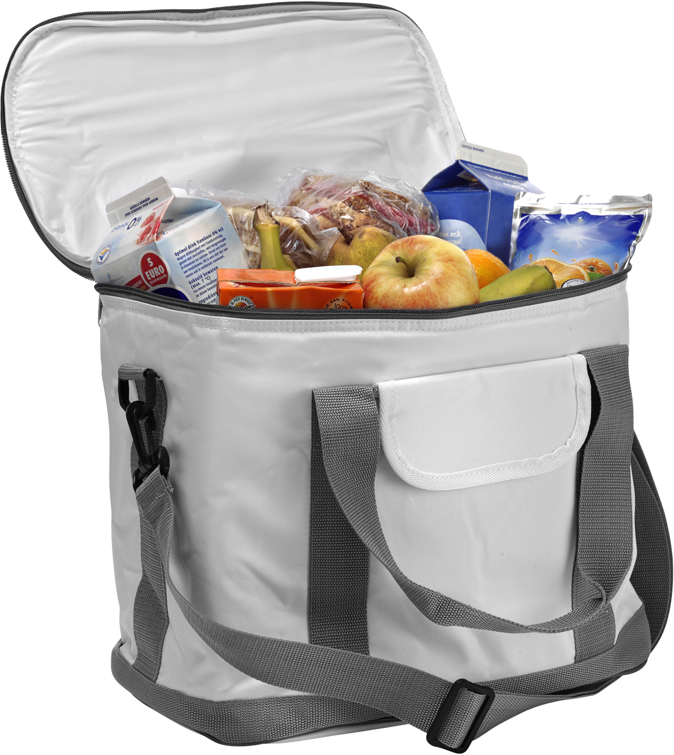 Picnic Cooler Bag  in white with lid open