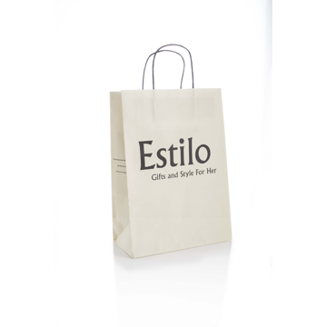 Kraft Twisted Handle Bag in white with 1 colour print logo