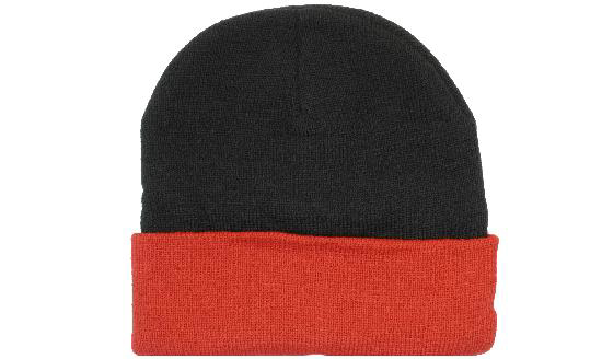 Acrylic Beanie in black and red