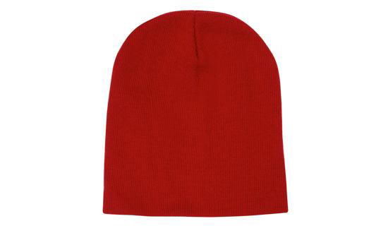 Rolled Down Acrylic Beanie in red