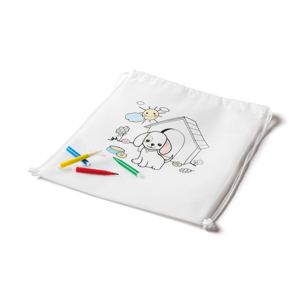 childrens colouring drawstring bag