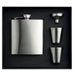 Annaska Hip Flask in silver with satin finish, 2 cups and bottleneck in box