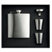 Annaska Hip Flask in silver with satin finish, 2 cups and bottleneck in box