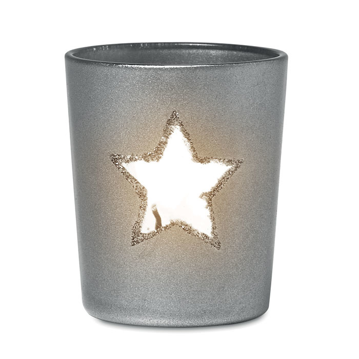 Shiny Star Tealight in silver with tea light