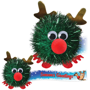 Christmas Glitter Reindeer Bug in green with red nose