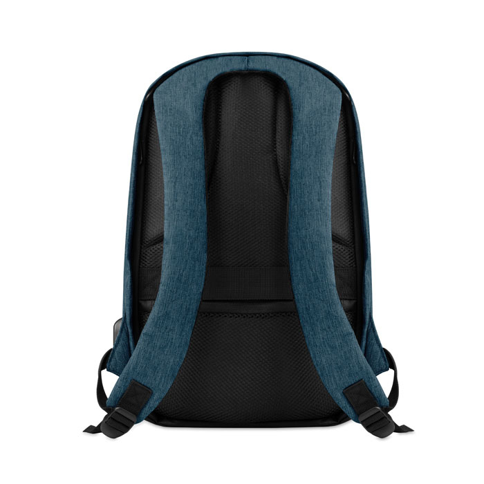 Berlin Charging Laptop Rucksack in blue showing back of bag