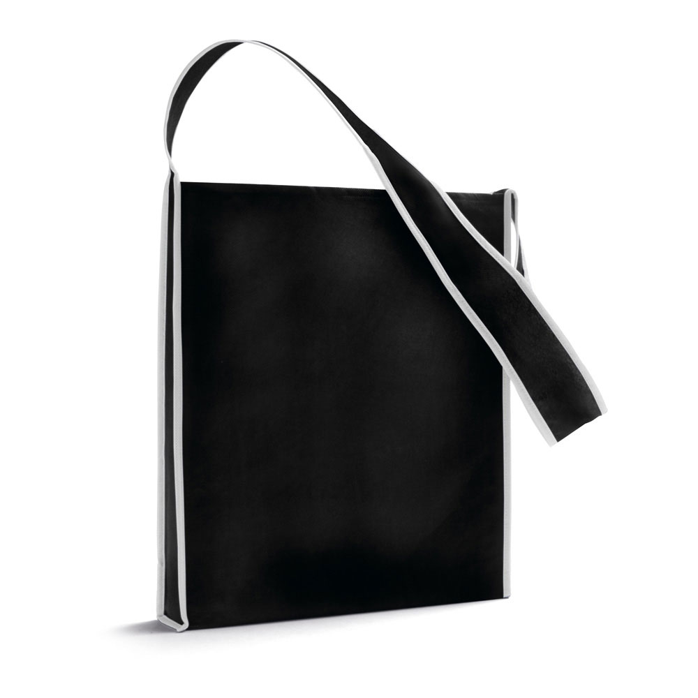 Shoulder shopping bag in black with white trim