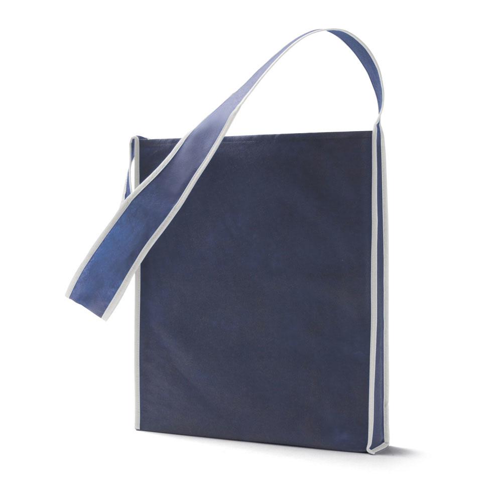 Shoulder shopping bag in blue with white trim