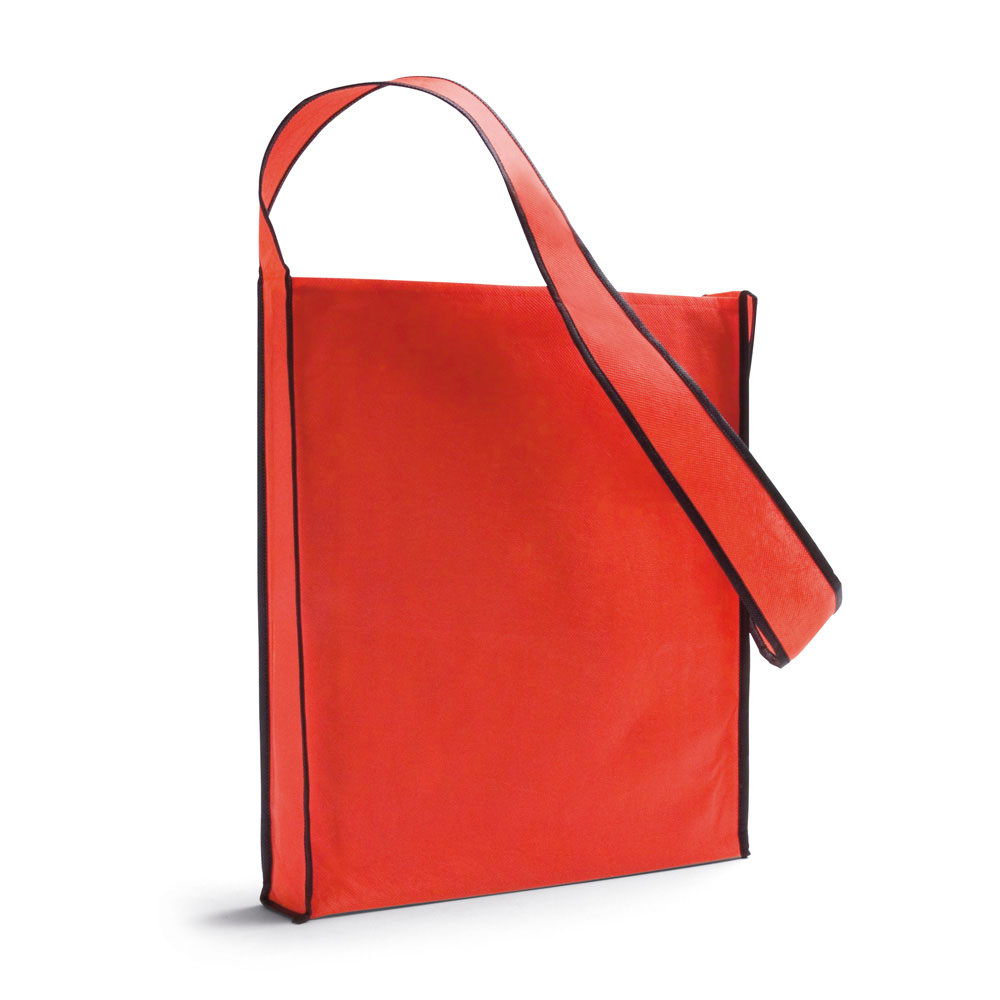 Shoulder shopping bag in red with black trim