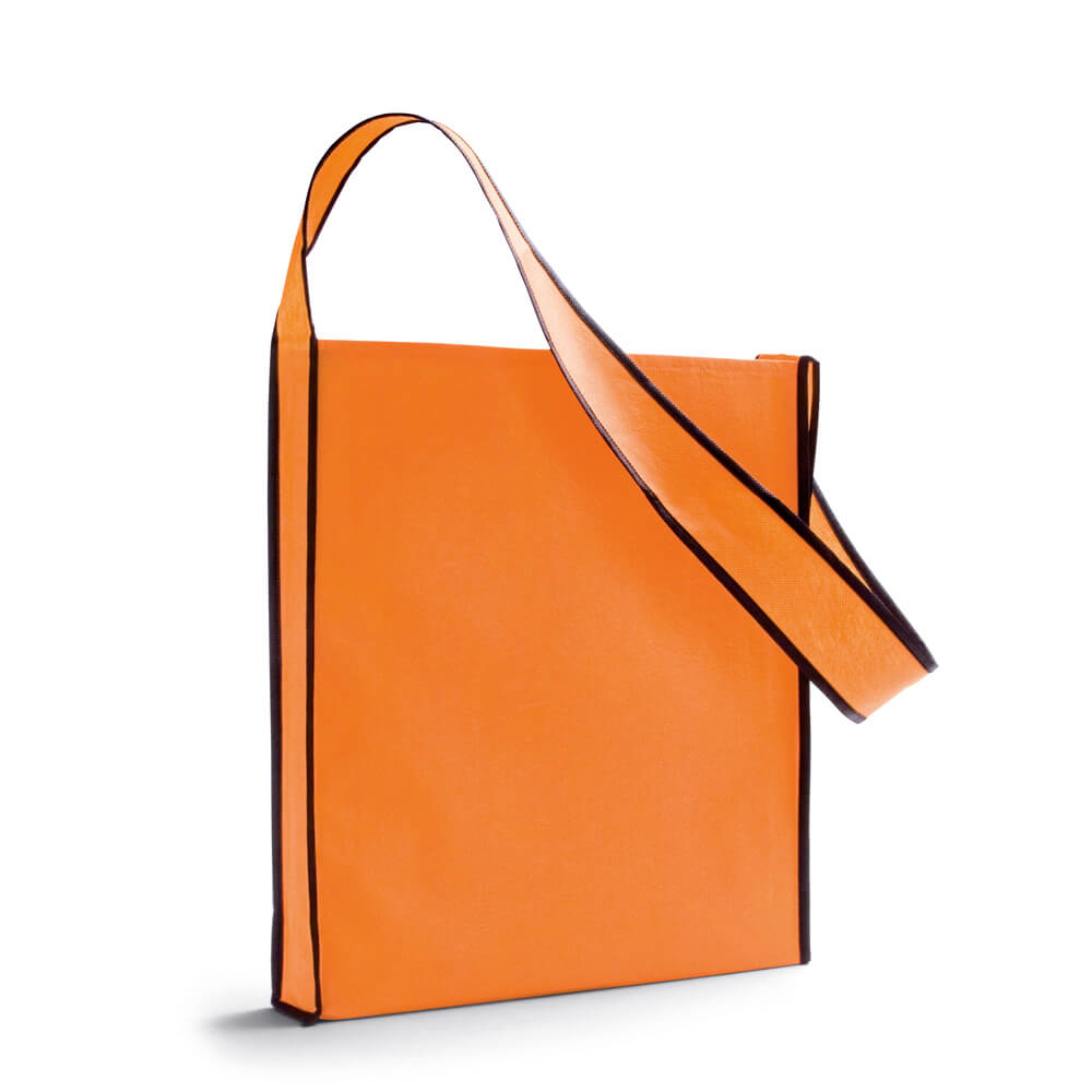 Shoulder shopping bag in orange with black trim