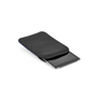 Tablet pouch in black with blue stitching