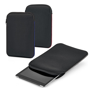 Tablet pouches in black with different coloured stitching