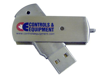 Metal Twist USB in silver with 3 colour print logo