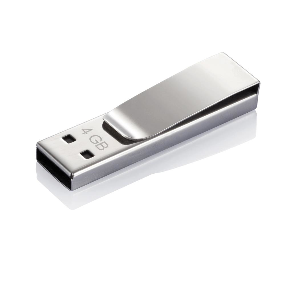 USB stick clip Tag in silver with 4GB engraved