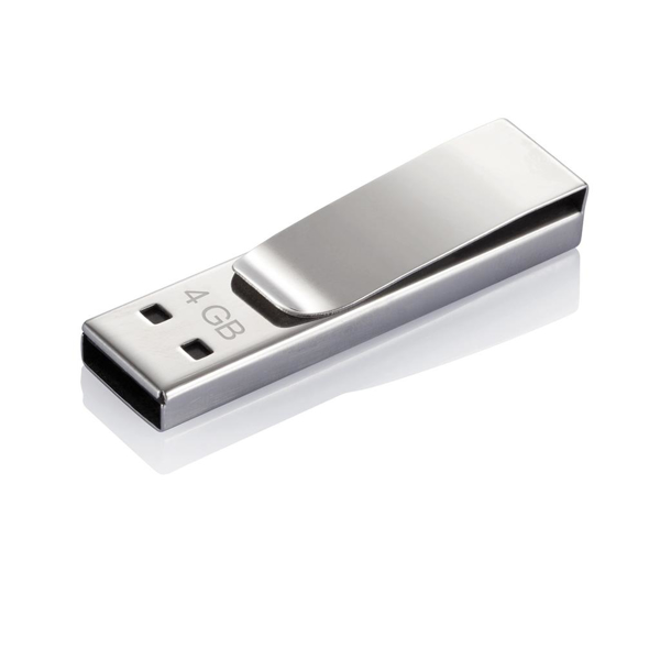 USB stick clip Tag in silver with 4GB engraved