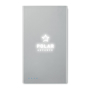 Light up Powerbank in silver with engraved logo that lights up in use
