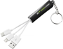 Route Light-up 3-1 charging cable in black with 2 colour print logo