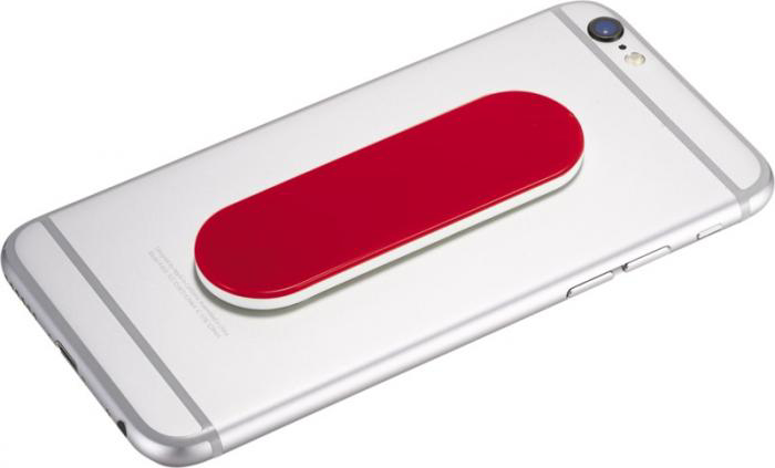 Compress Phone Stand in red stick on back of phone