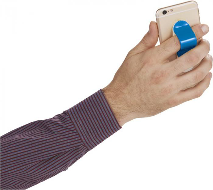 Compress Phone Stand in blue being held