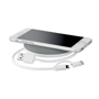 Wireless charging pad with retractable cable in grey with phone on top