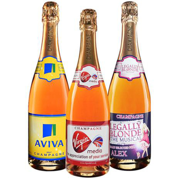 Auntreau NV Rosé Champagne with full colour print branded labels