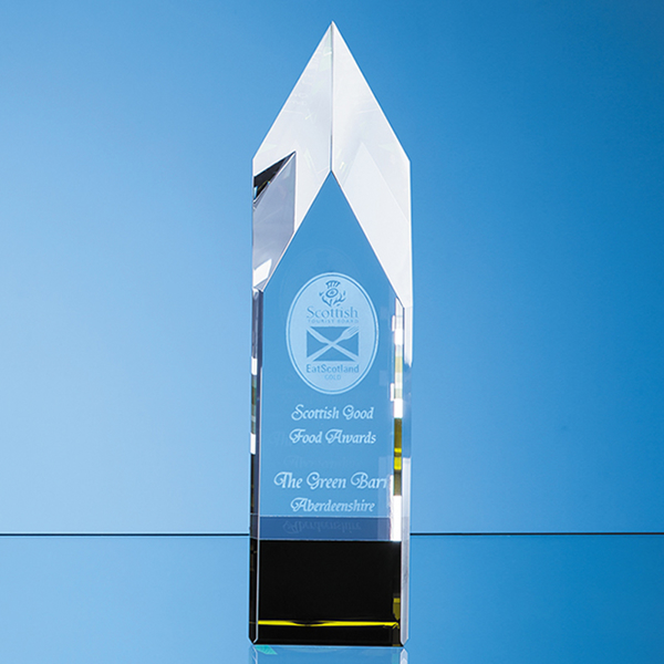 Clear & Emerald Green Pointed Monolith Award