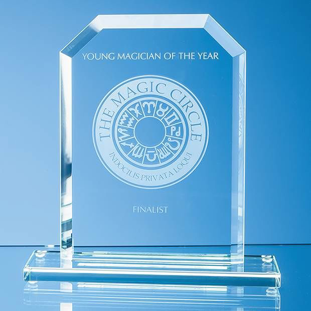 Jade Glass Bevelled Edge Honour Award with engraving