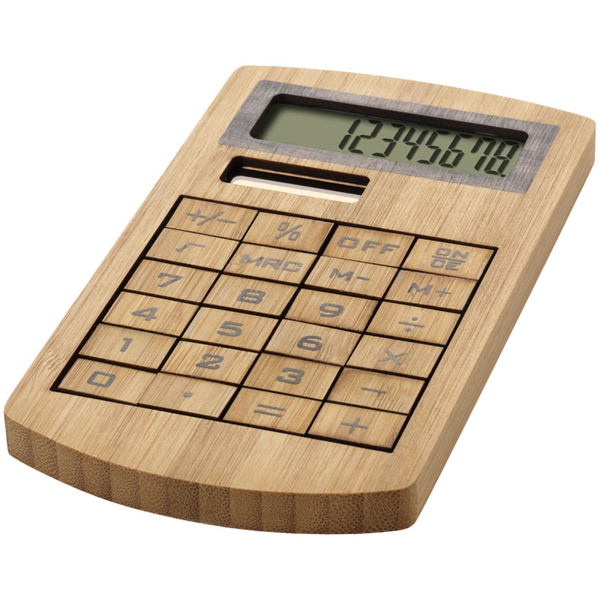 Bamboo Calculator with solar panel