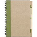 Recycled Notepad and Pen with khaki trim and colour match pen