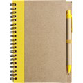 Recycled Notepad and Pen with yellow trim and colour match pen