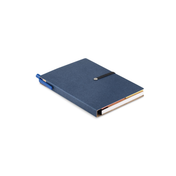Recycled Notebook Set in navy with black elastic strap and colour match pen