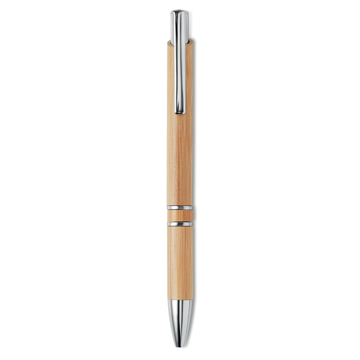 Bamboo and Metal Pen in natural and silver front view