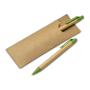 Paper Barrel Pen Set in brown pouch and brown and green pen shown