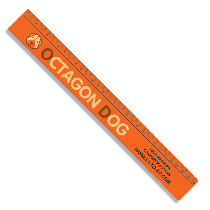 UK Made Recycled Ruler in orange with full colour print